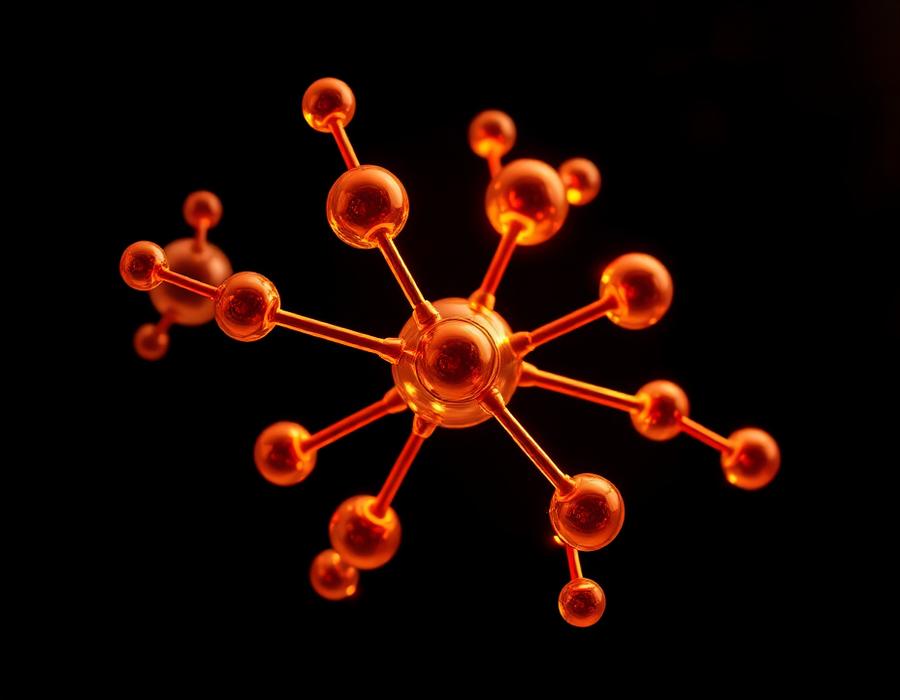 Glowing copper molecular structure